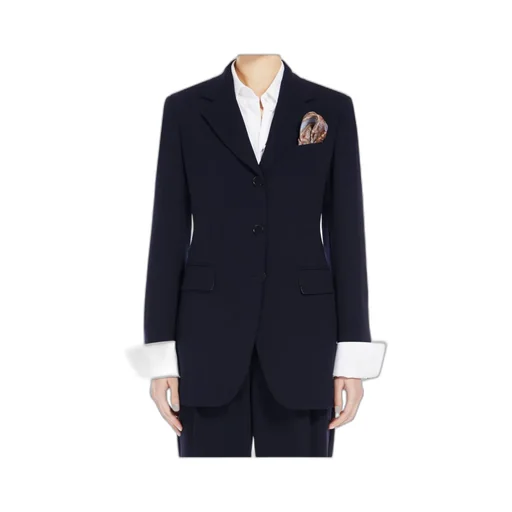 Long-Sleeved Wool Suit Coat