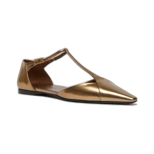 Laminated Leather Ballet Flats