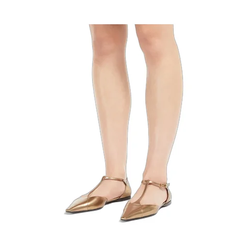 Laminated Leather Ballet Flats