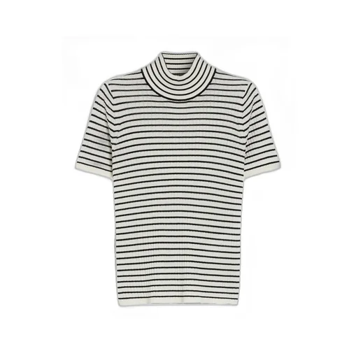 Striped Turtleneck Knit Top