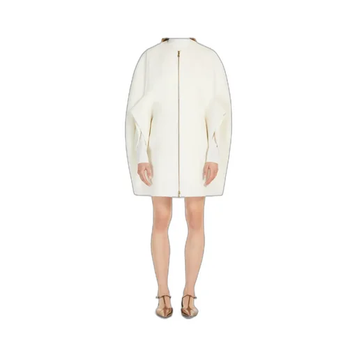 Zip-Up Crewneck Short-Sleeved Coat