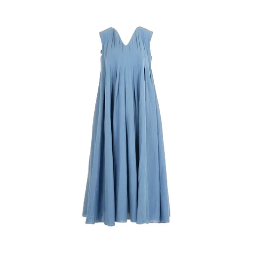 V-Neck Pleated Sleeveless Dress