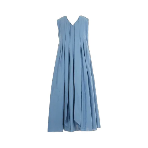 V-Neck Pleated Sleeveless Dress