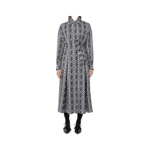 Esploso Patterned Long-Sleeve Shirt Dress
