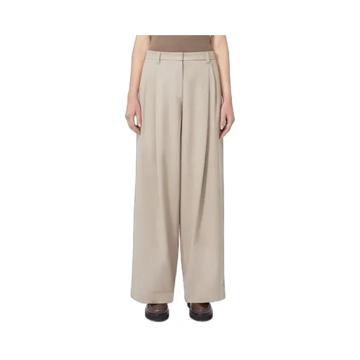 Stretch Drill Wide-Leg Trousers