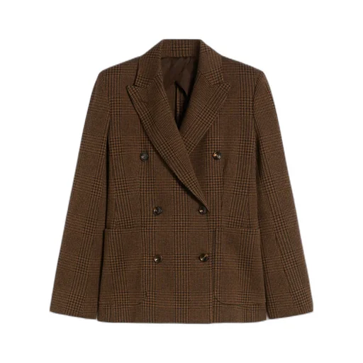 Double-Breasted Checked Blazer