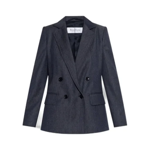 Slim-Fit Denim-Effect Wool Blazer