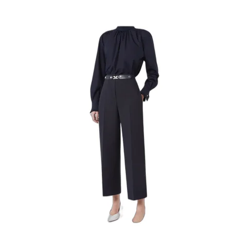 Washed Fabric Cropped Trousers
