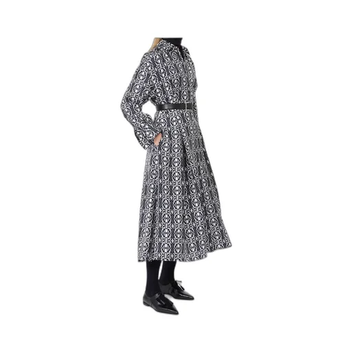Esploso Patterned Long-Sleeve Shirt Dress