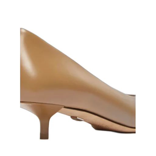 Kitten-Heel Leather Court Shoes