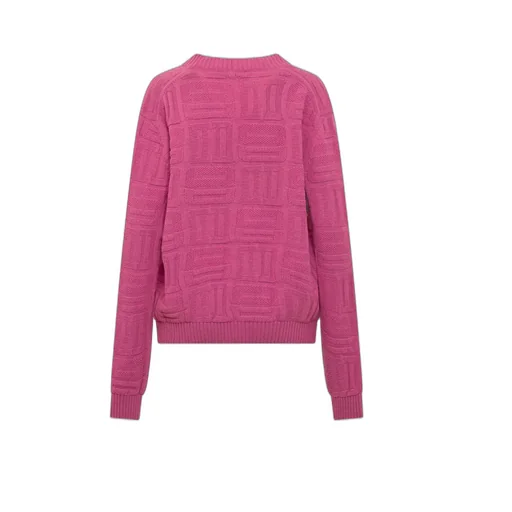 Monogram-Knitted Buttoned V-Neck Cardigan