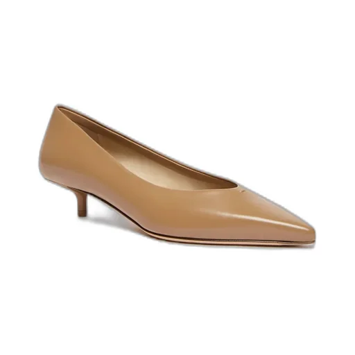 Kitten-Heel Leather Court Shoes