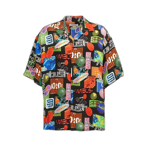 Abstract-Pattern Buttoned Shirt