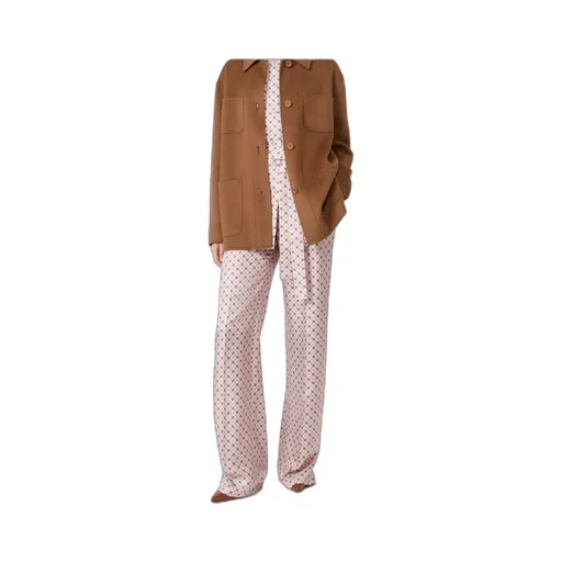 Straight-Fit Printed Silk Trousers
