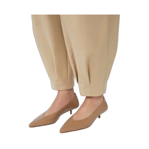 Kitten-Heel Leather Court Shoes