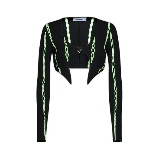 Contrast-Trim Cropped Knitted Cardigan