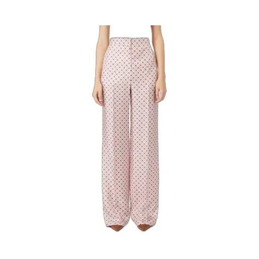 Straight-Fit Printed Silk Trousers
