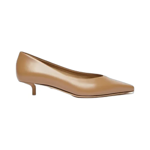 Kitten-Heel Leather Court Shoes