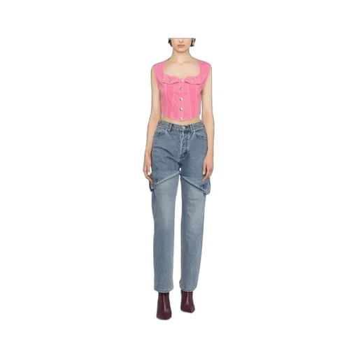 Cropped Sleeveless Denim Top