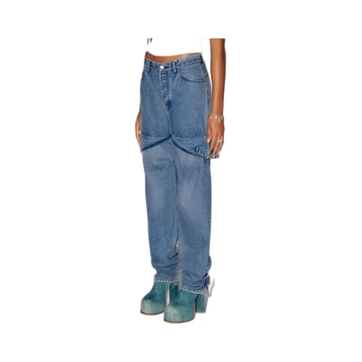 Detailed Mid-Rise Straight-Leg Jeans