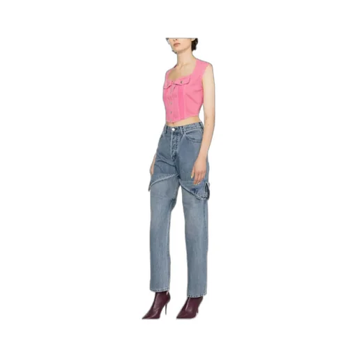 Cropped Sleeveless Denim Top