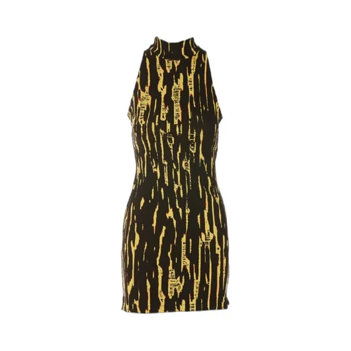 Pattern-Jacquard Sleeveless Mini Dress