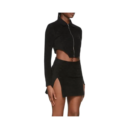 Monogram Zip Up Fitted Top