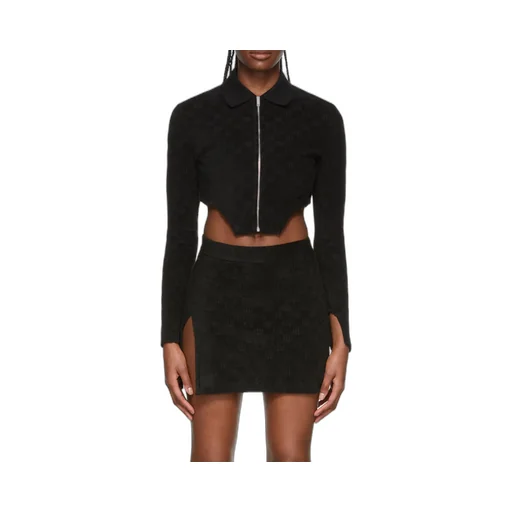 Monogram Zip Up Fitted Top