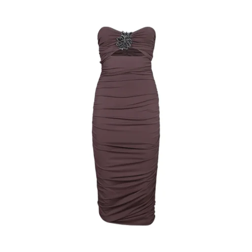 Embellished Strapless Midi Dress