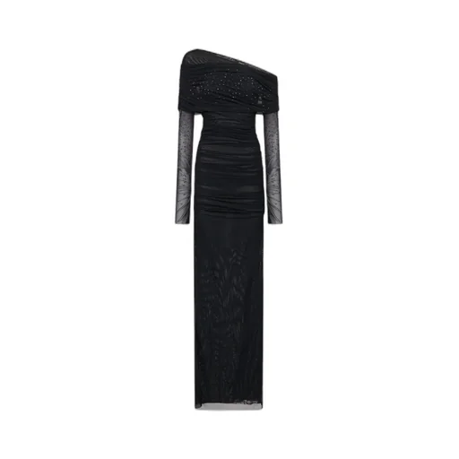 Rhinestone Tulle Sleeve Dress