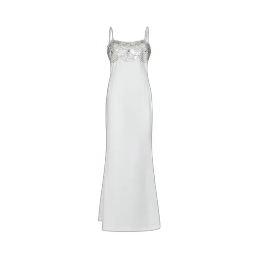 Crystal-Embellishment Crepe Maxi Dress
