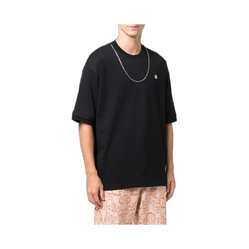 Chain Collar Detail Crewneck T-Shirt