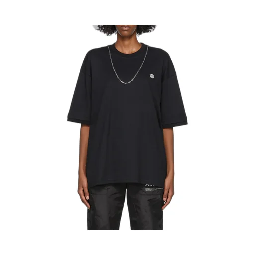 Chain Collar Detail Crewneck T-Shirt