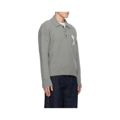 Long-Sleeved Knitted Polo Shirt