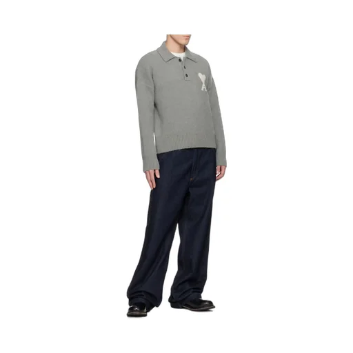 Long-Sleeved Knitted Polo Shirt
