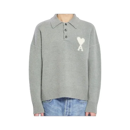 Long-Sleeved Knitted Polo Shirt