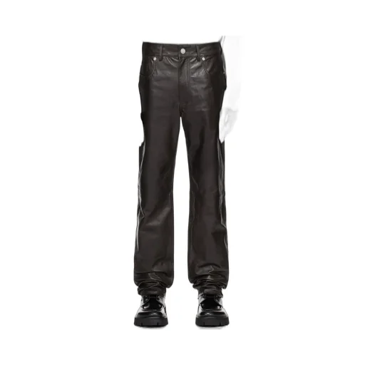 Leather Straight Fit Trousers