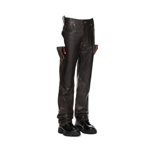 Leather Straight Fit Trousers