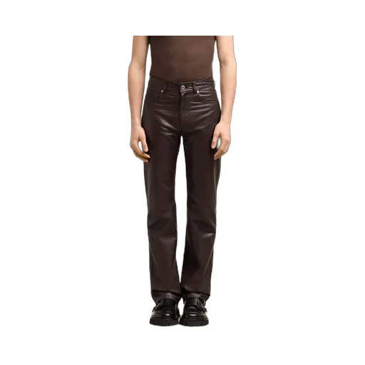 Leather Straight Fit Trousers