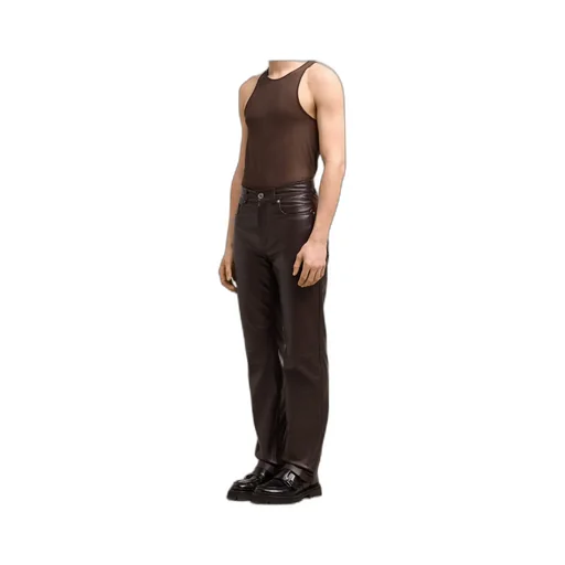 Leather Straight Fit Trousers