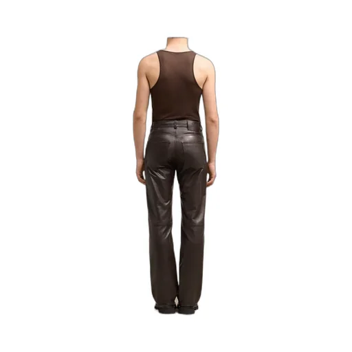 Leather Straight Fit Trousers