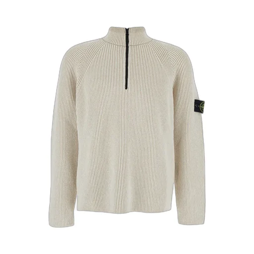Ribbed Zip-Neck Sweater