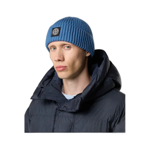Ribbed Logo-Patch Beanie Hat