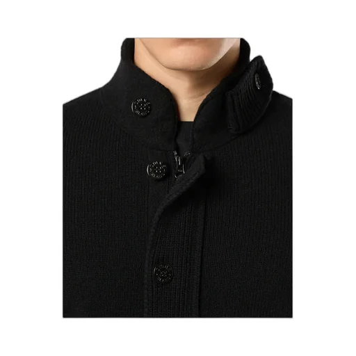 High-Neck Buttoned Cardigan