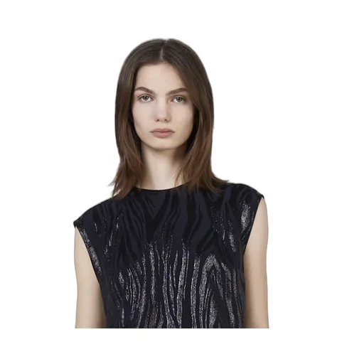 Woodgrain Print Lurex Tank Top