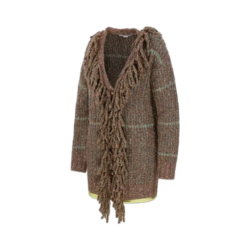 V-Neck Long-Sleeved Tweed Cardi-Coat