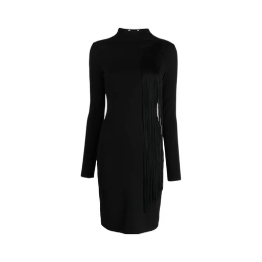 Asymmetric Fringed Knitted Dress