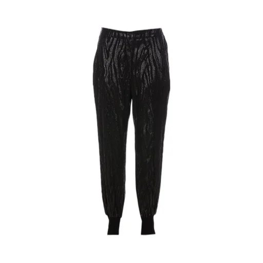 Wood-Grain Effect Metallic Tapered Trousers