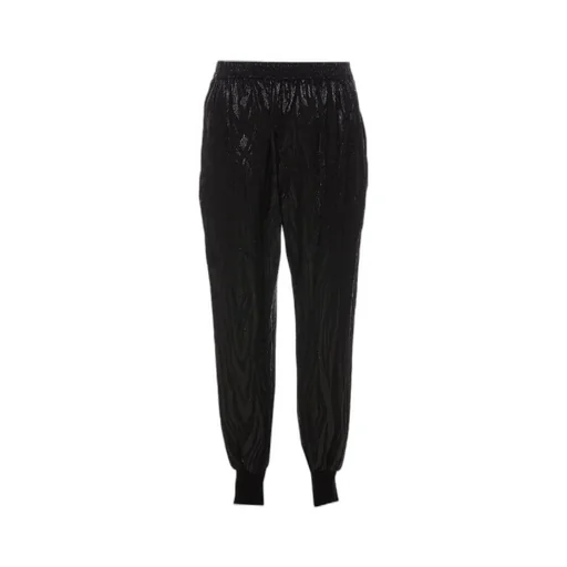 Wood-Grain Effect Metallic Tapered Trousers