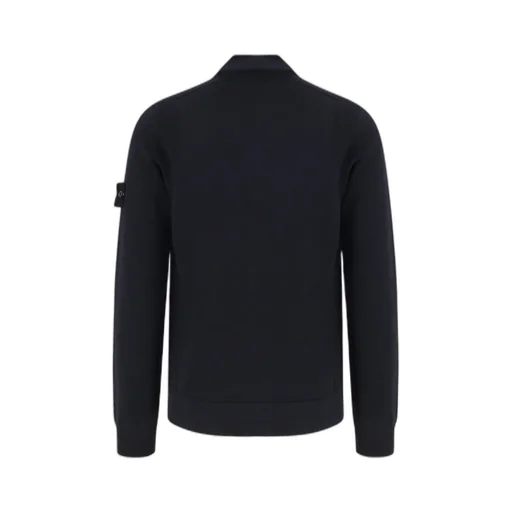 High-Neck Zipped Knit Cardigan